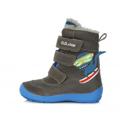 D.D. step chlapčenská detská zimná celokožená obuv W023-406M Dark grey